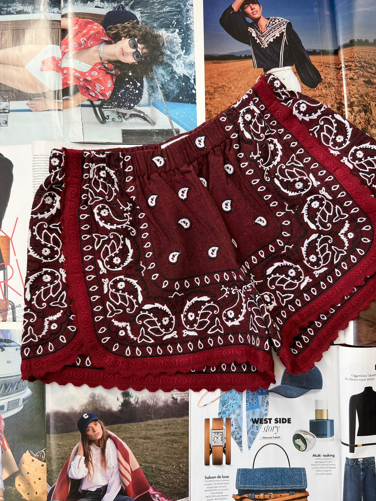 Shorts Bandana Bordeaux